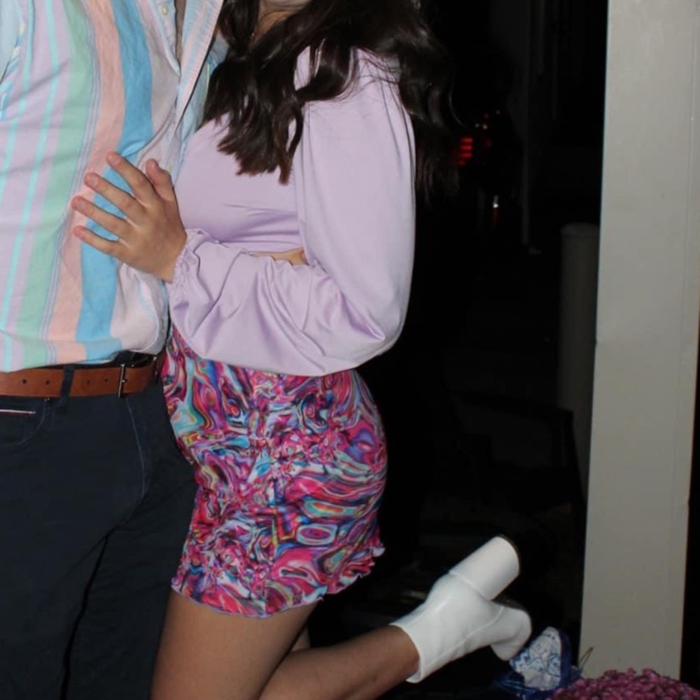 Princess polly long sleeved tie crop top purple/ lavender/ lilac